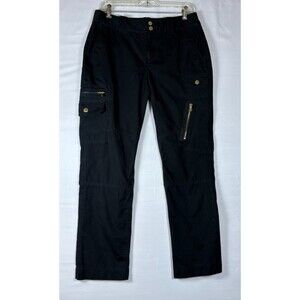 Lauren by Ralph Lauren womens black cargo pants gold zippers 8p
